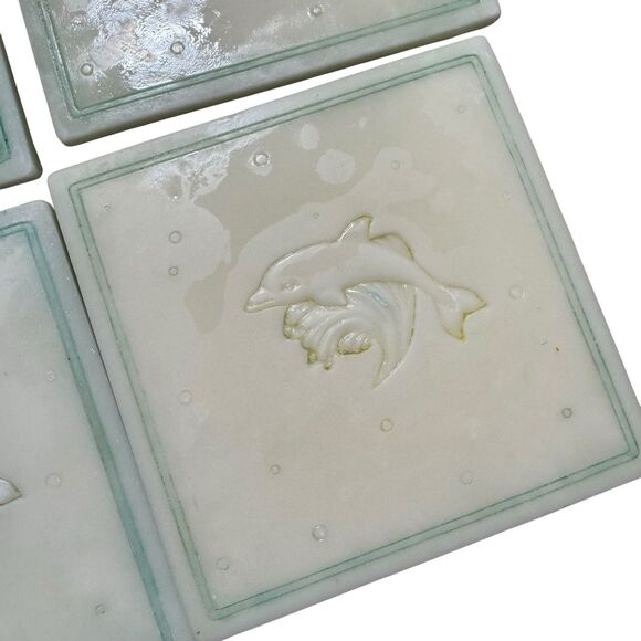 Dolphin Coaster Set Vintage Decor Coastal - Picture 7 of 9